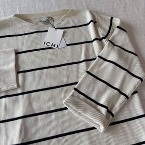 ICHI Boston Knitted Pullover Birch White Black Stripe Ribbed Sweater XXL NEW